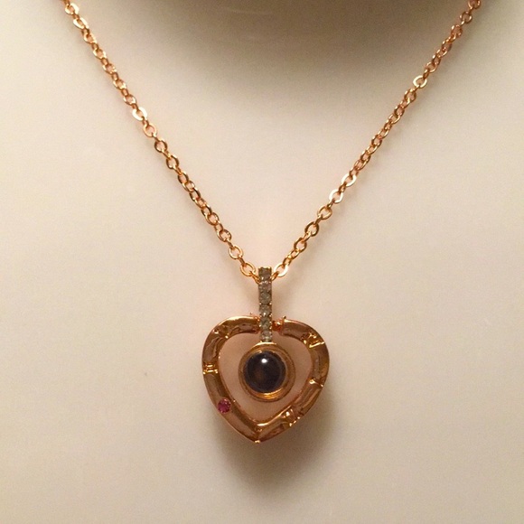Rose gold global I ❤️ U In over 100 different languages Stamped925 Necklace - Picture 3 of 5